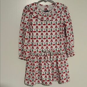 Adorable Kids Dress with Red and Green Pattern